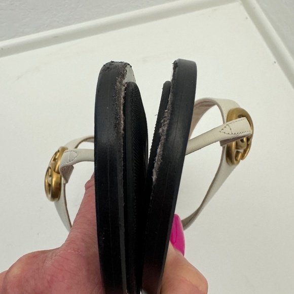 Gucci GG Thong Sandals* Eu 38.5/39* Beige Flat Flip Flop Marmont Logo - Picture 8 of 8